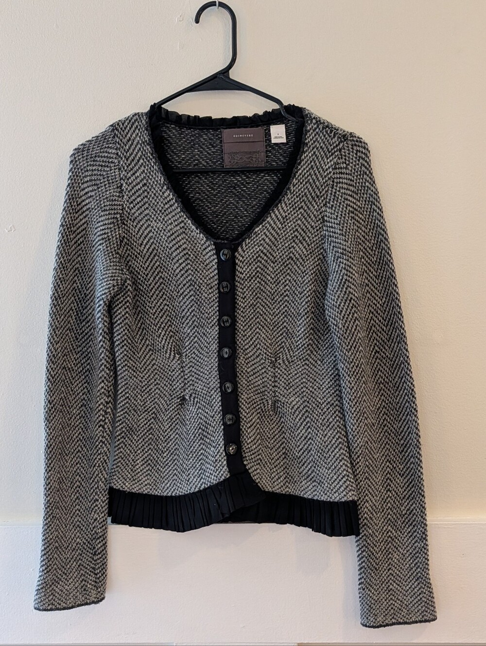 ANTHROPOLOGIE - Guinevere Herringbone Cardigan Sweater, Size Small